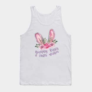 Bunny Kisses & Easter Wishes - Easter Bunny Ears with Flowers Tank Top